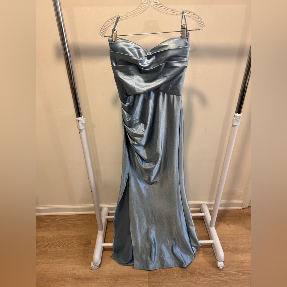 Bisou Bisou Blue Satin Wedding Dress